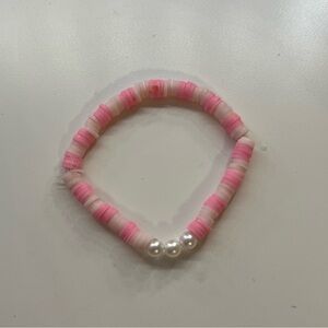 Pink and White Beaded Bracelet